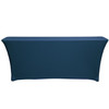 Spandex 6 Ft x 18 Inches Open Back Rectangular Table Covers Navy Blue back view