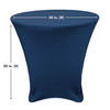 30 x 30 inch Lowboy Cocktail Round Stretch Spandex Table Covers Navy Blue Dimensions