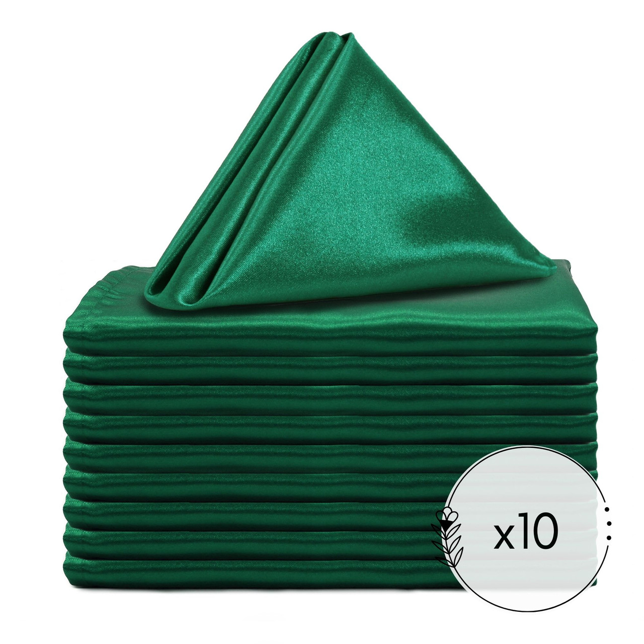 10 Pack 20 Inch Satin Cloth Napkins Hunter Green Your Chair Covers Inc.