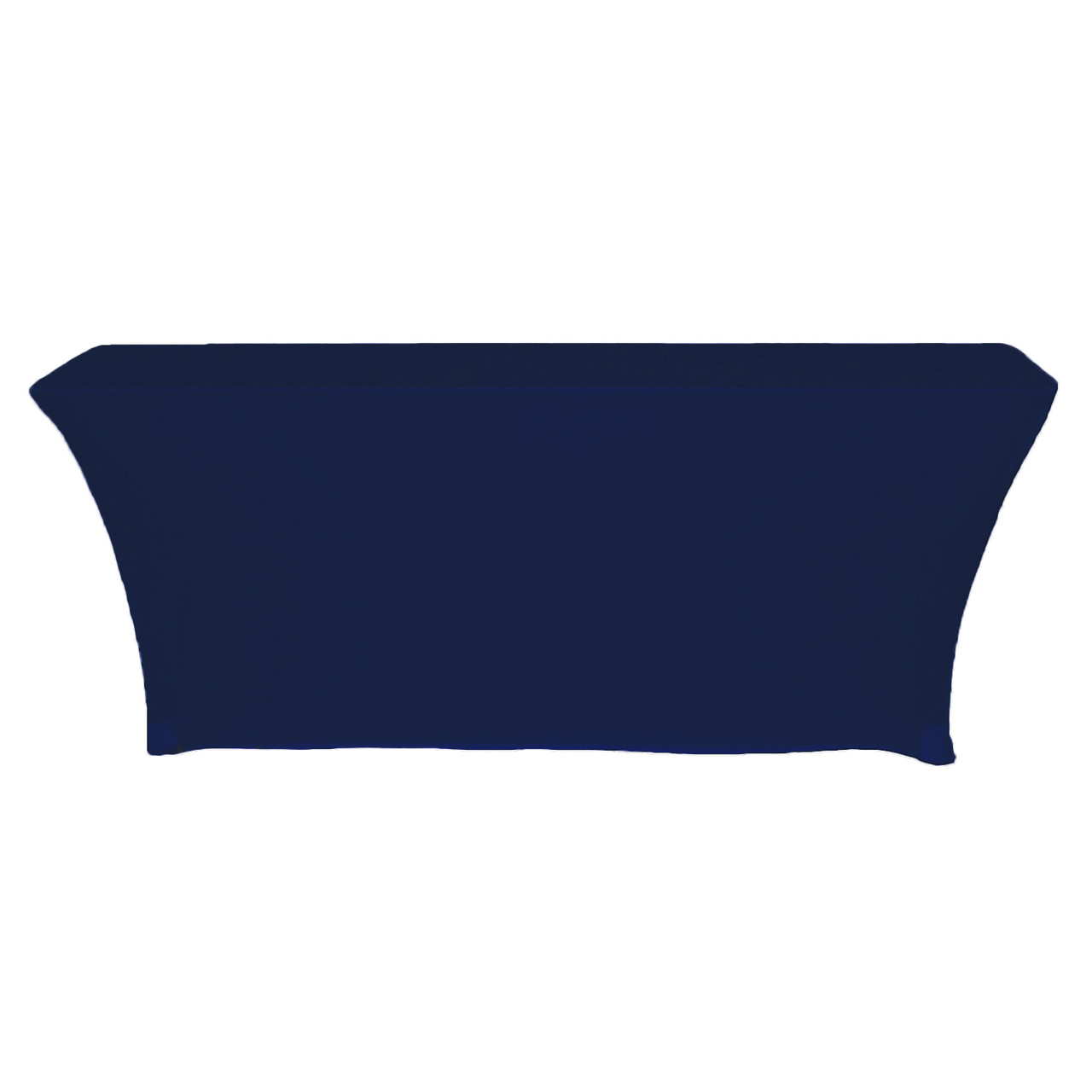 Stretch Spandex 8 ft x 18 Inches Open Back Rectangular Table Cover Navy  Blue - Your Chair Covers Inc.