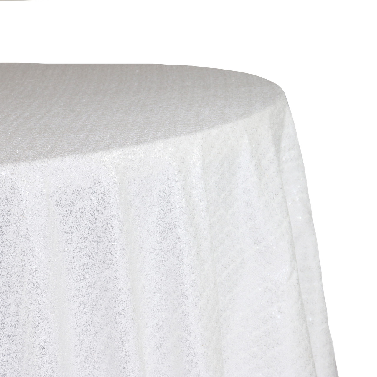 120 Inch Round Glitz Sequin Tablecloth White Your Chair Covers Inc.