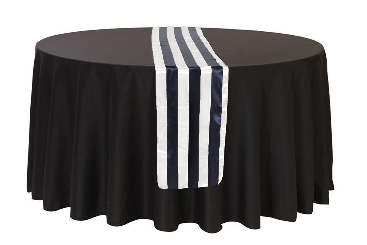 black and white striped table runner