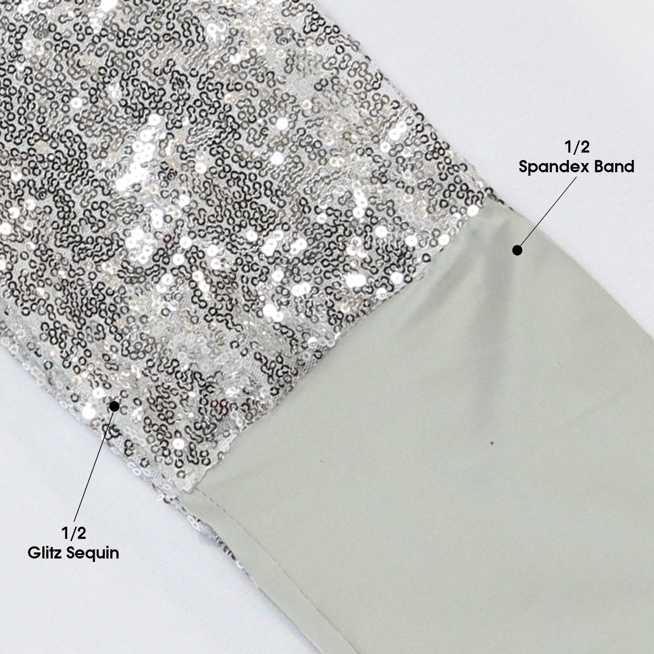 10 Pack Stretch Spandex Glitz Sequin Bands Silver - Your Chair Covers Inc.