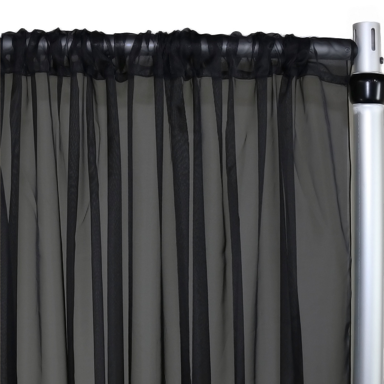 Voile Sheer Drape/Backdrop 8 ft x 116 Inches Black - Your Chair Covers Inc.