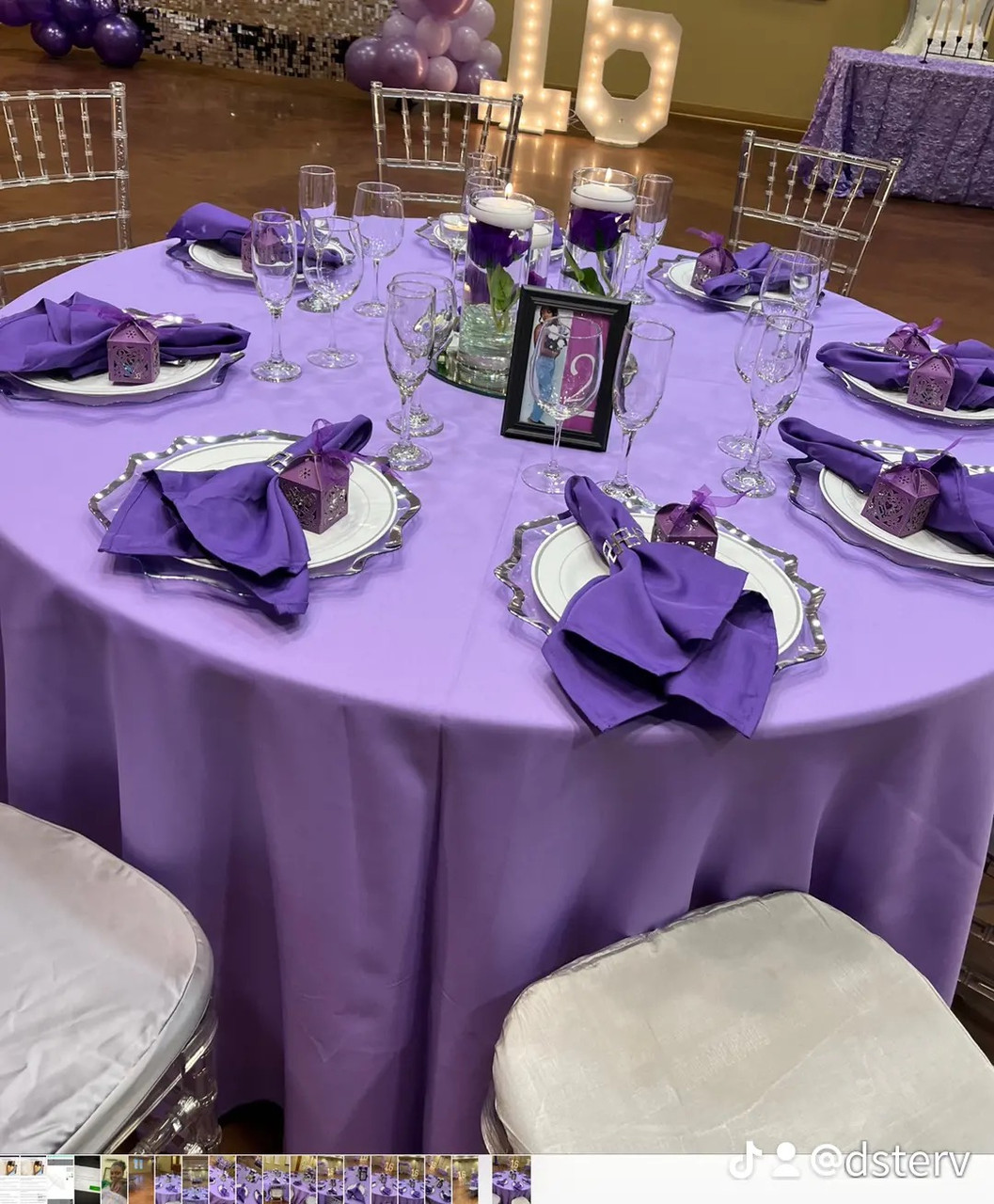 108 Inch Round Polyester Tablecloth Lavender - Your Chair Covers Inc.