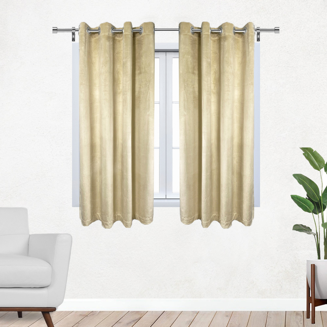 EXCLUSIVE HOME Hawkins Natural Solid Sheer Ring Top Curtain, 54 in. W x 108  in. L (Set of 2) YP013735DSEHF1 A155 - The Home Depot