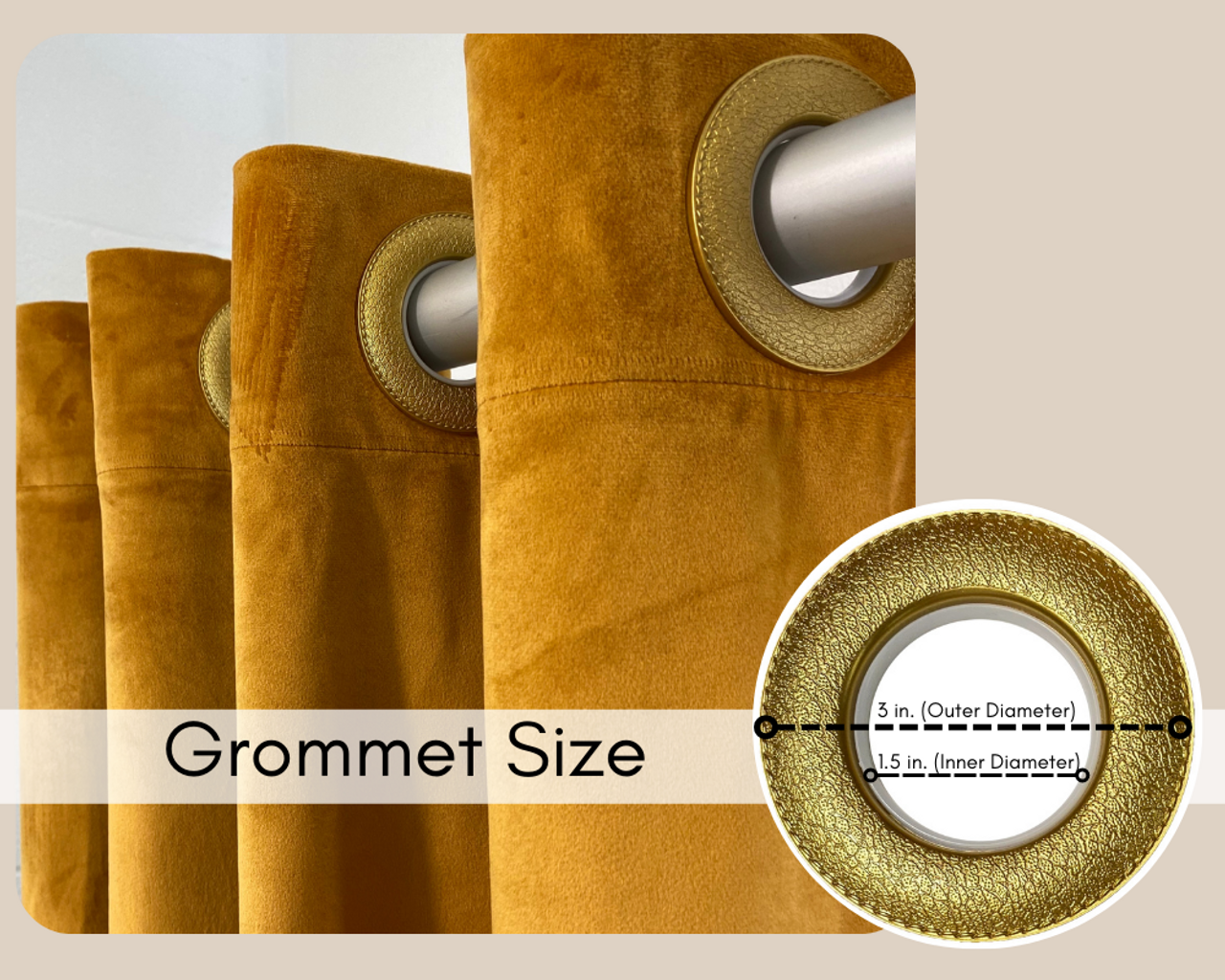 52 x 96 inch Velvet Curtains with Grommets Gold - 2 Panels