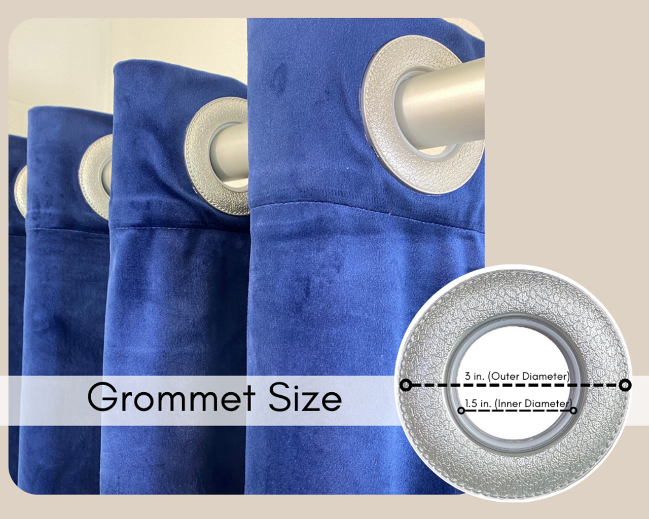 52 x 96 inch Velvet Curtains with Grommets Navy Blue - 2 Panels