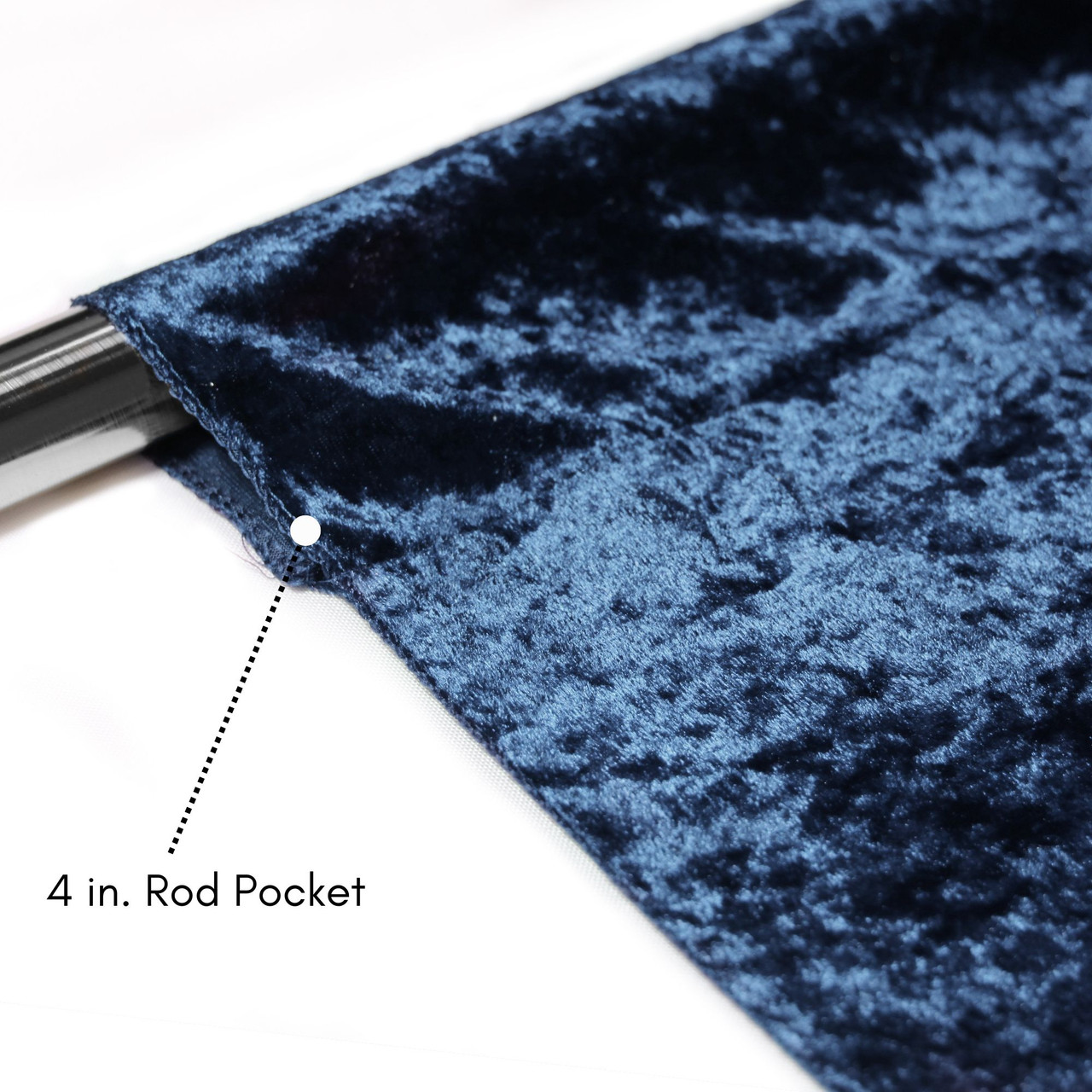 Velvet 12 ft x 60 Inch Drape with 4 Inch Pocket Navy Blue