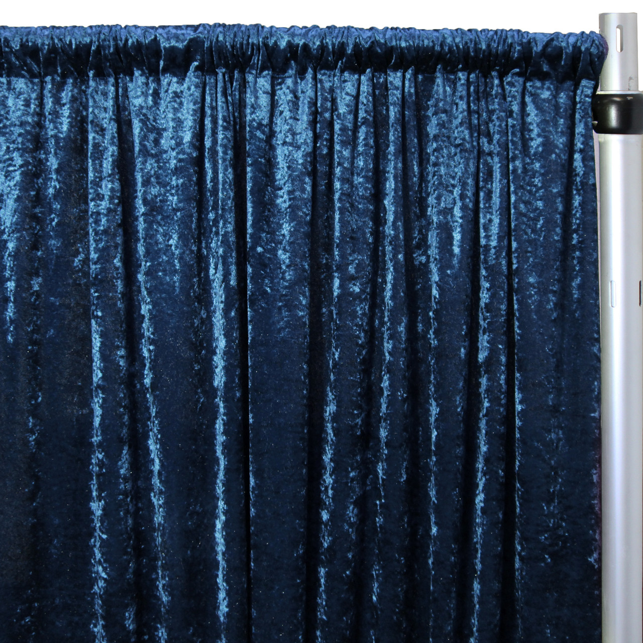 Velvet 12 ft x 60 Inch Drape with 4 Inch Pocket Navy Blue