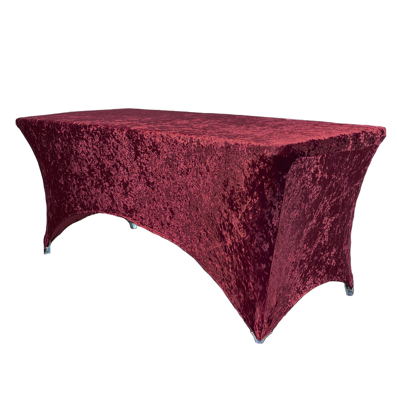 Velvet Spandex 8 Ft Rectangular Table Cover Burgundy
