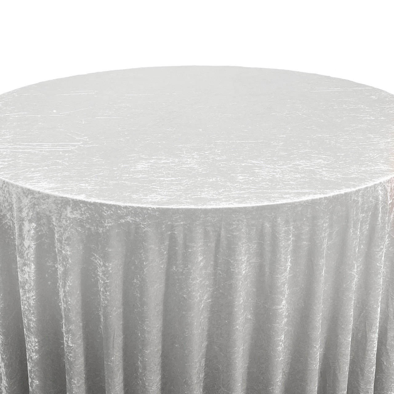 120 Inch Round Crushed Velvet Tablecloth White