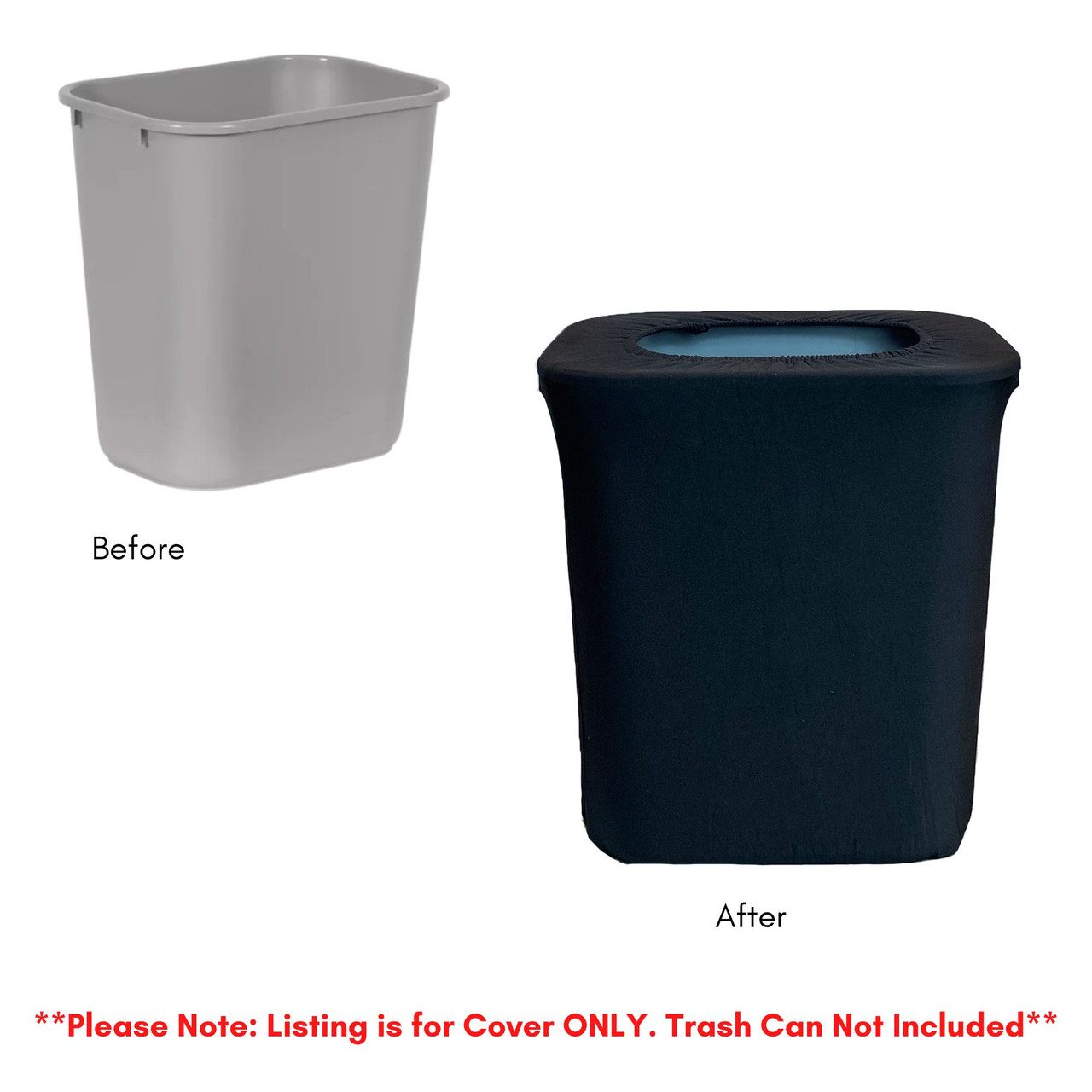 Your Chair Covers - 7 Gallon Spandex Office Trash Can Cover - Black