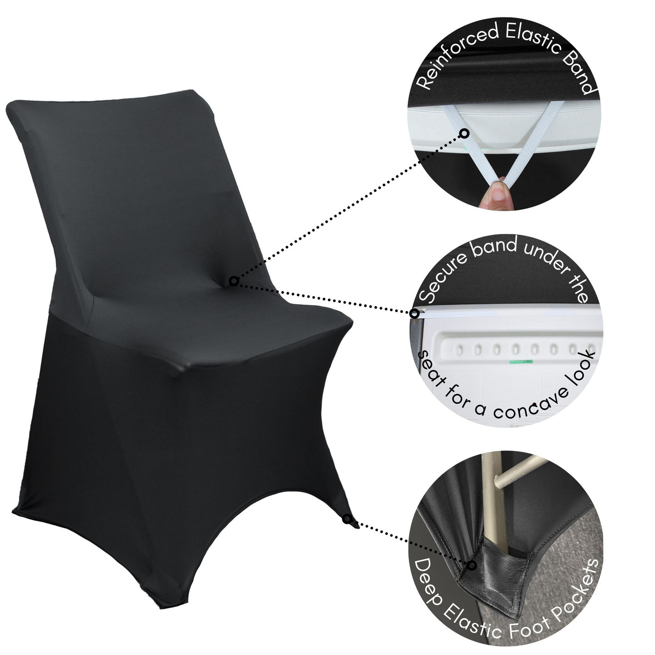 Stretch Spandex Lifetime Folding Chair Cover Black