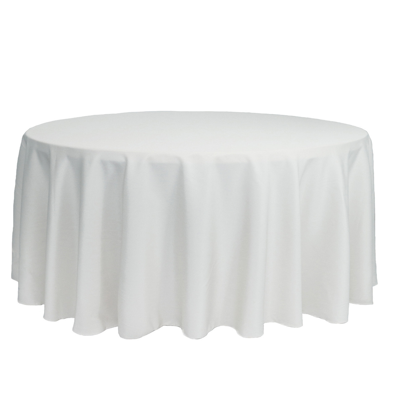 132 Inch Round Polyester Tablecloth White Your Chair Covers Inc.