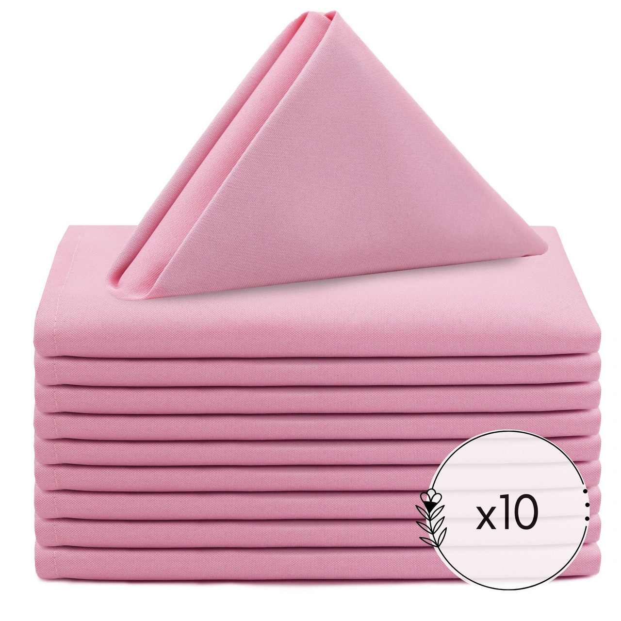 La Linen 10-Pack Polyester Poplin Napkin 18 by 18-Inch, Hot Pink