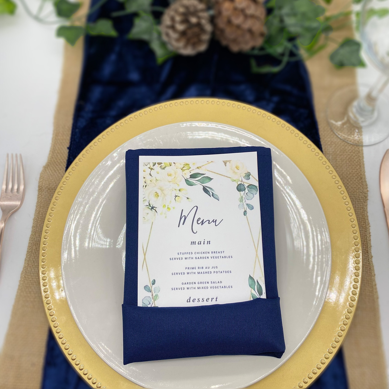 Navy Blue Polyester Napkin Size: 20 x 20 in | Wedding | Event | Wholesale by CV Linens