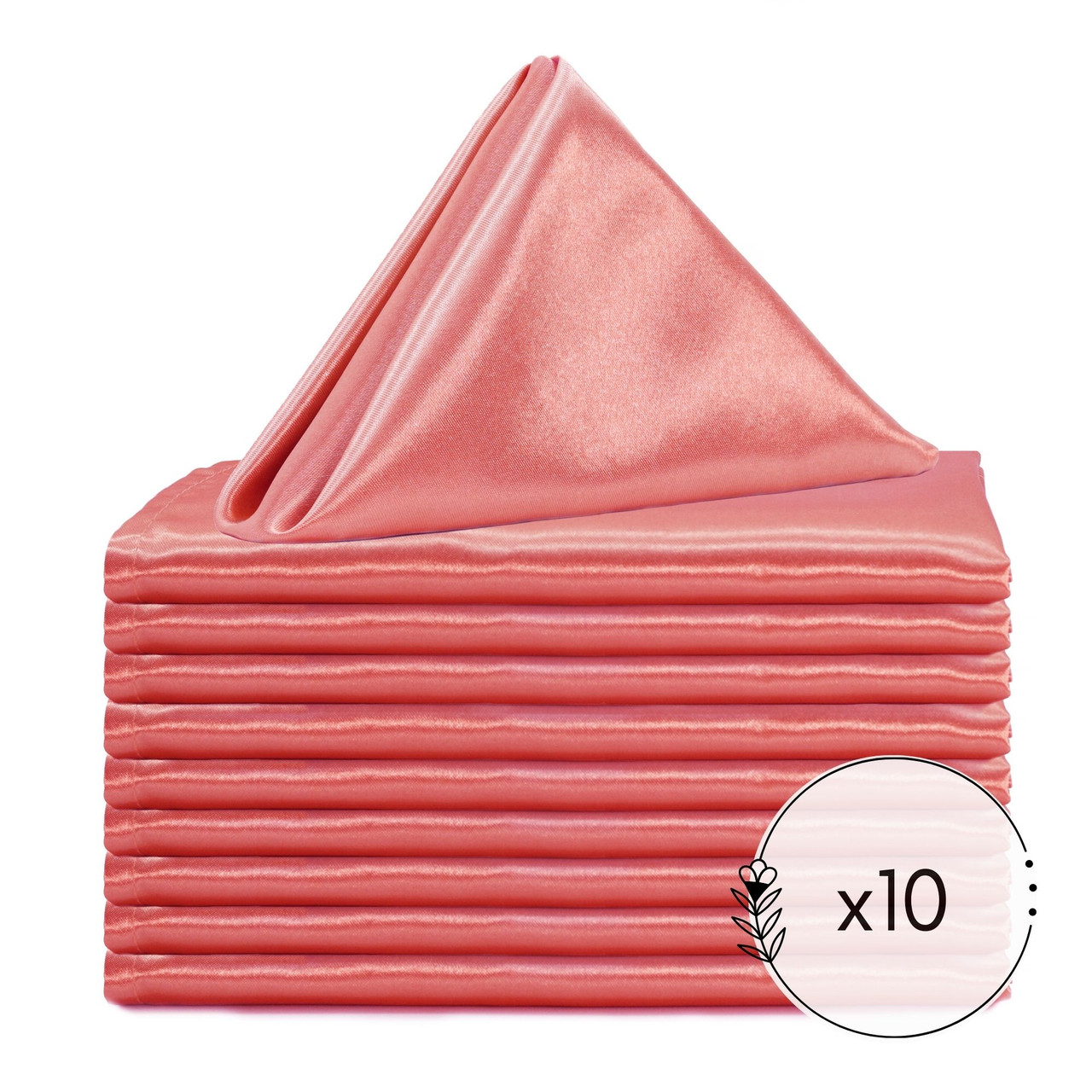 10x Satin Table Napkins, 18.90Inchx18.90inch, Washable Reusable Weddings  Party Napkins for Dining Table, Hotels Restaurants Home Use Parties Red