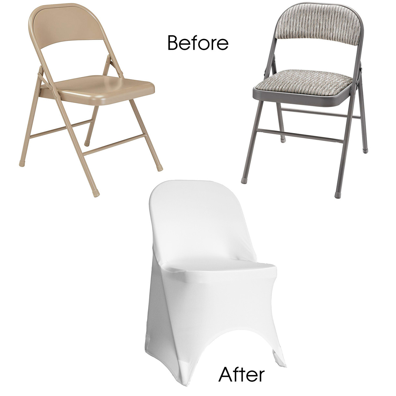6 Pack Stretch Spandex Folding Chair Covers White,For Standard Folding Chairs