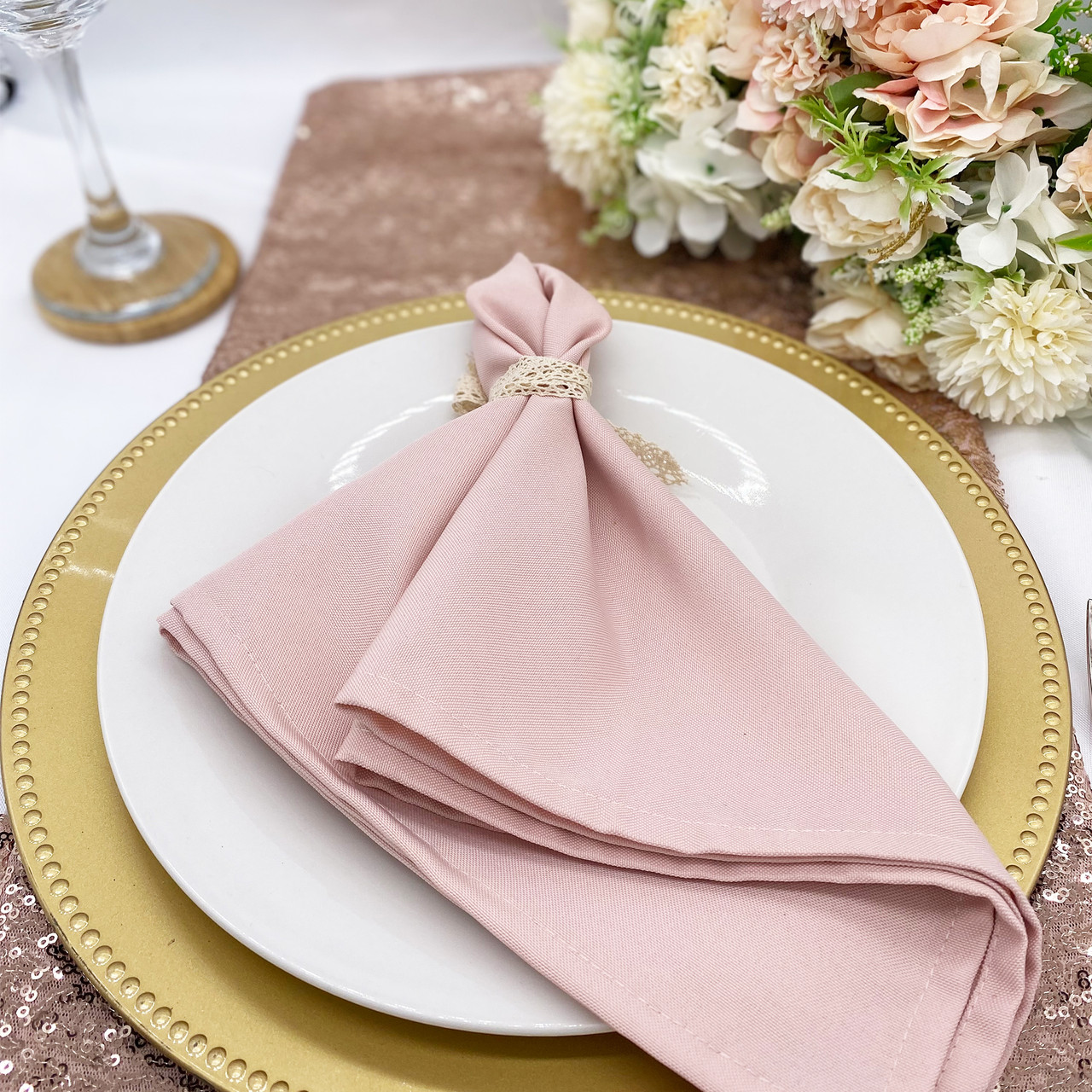 Your Chair Covers 10 Pack 20 Inch Polyester Cloth Napkins Blush