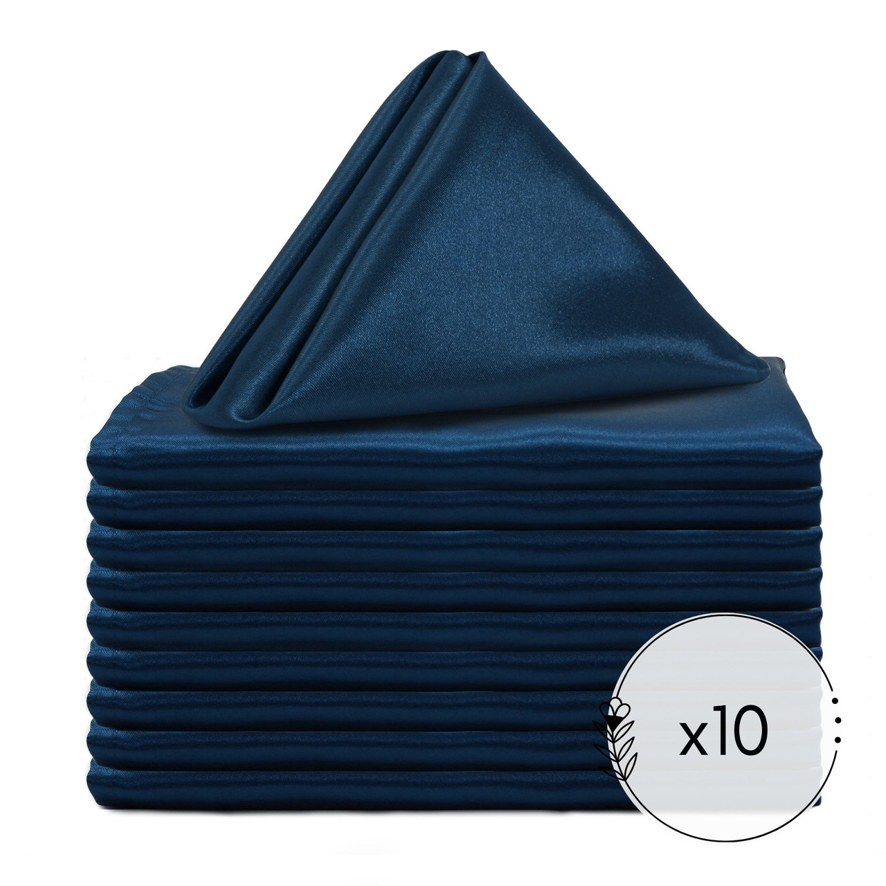 All Cotton and Linen Hemstitch Napkins - 20x20 Navy Blue, Set of 6 Navy Blue Napkins