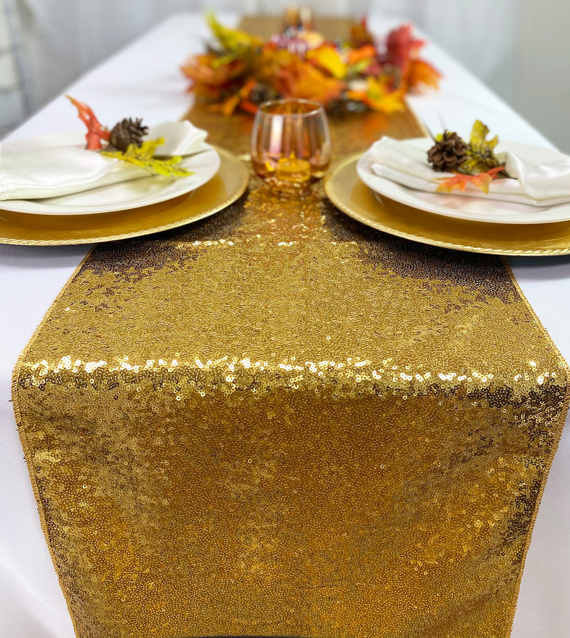 gold sequin table skirt