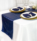 14 x 108 Inch Glitz Sequin Table Runner Navy Blue