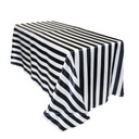 90 x 156 Inch Rectangular Satin Tablecloth Black/White Striped