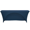 Stretch Spandex 8 Ft Open Back Rectangular Table Cover Navy Blue