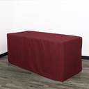 8 ft. Fitted Polyester Tablecloth Rectangular Burgundy
