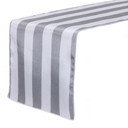 14 x 108 Inch Satin Table Runner Gray/White Striped