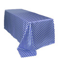 90 x 156 inch Rectangular Satin Tablecloth Royal Blue/White Polka Dots