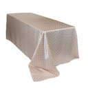 90 x 156 inch Rectangular Satin Tablecloth Peach/White Polka Dots