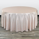 132 inch Round Satin Tablecloth Peach/White Polka Dots