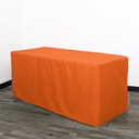 8 ft Fitted Polyester Tablecloth Rectangular Orange