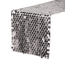 14" x 108" Large Payette Sequin Table Runner Silver