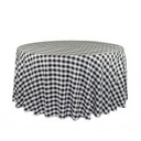 120 Inch Round Polyester Tablecloth Checkered Black