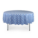  90 Inch Round Polyester Tablecloth Checkered Royal Blue