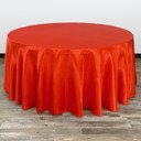 132 Inch Round Satin Tablecloth Red