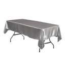 60 x 102 Inch Rectangular Satin Tablecloth Dark Silver