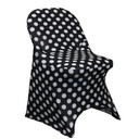 Stretch Spandex Folding Chair Covers Black and White Polka Dot