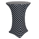 30 Inch Highboy Cocktail Round Stretch Spandex Table Cover Black and White Polka Dot