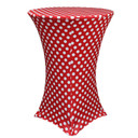 30 Inch Highboy Cocktail Round Stretch Spandex Table Cover Red and White Polka Dot