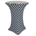30 Inch Highboy Cocktail Round Stretch Spandex Table Cover Black and White Checkered