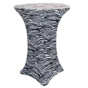 30 Inch Highboy Cocktail Round Stretch Spandex Table Cover Black and White Zebra