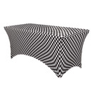 Stretch Spandex 6 Ft Rectangular Table Cover Black and White Checkered