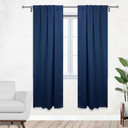 42 X 84 Inch Blackout Polyester Curtains with Rod Pocket Navy Blue - 2 Panels