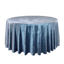 120 Inch Round Velvet Tablecloth Dusty Blue