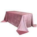 90 x 156 Inch Rectangular Velvet Tablecloth Dusty Rose