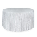 120 Inch Round Crushed Velvet Tablecloth White